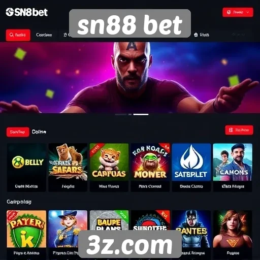 Variedade de jogos disponíveis no sn88 bet
